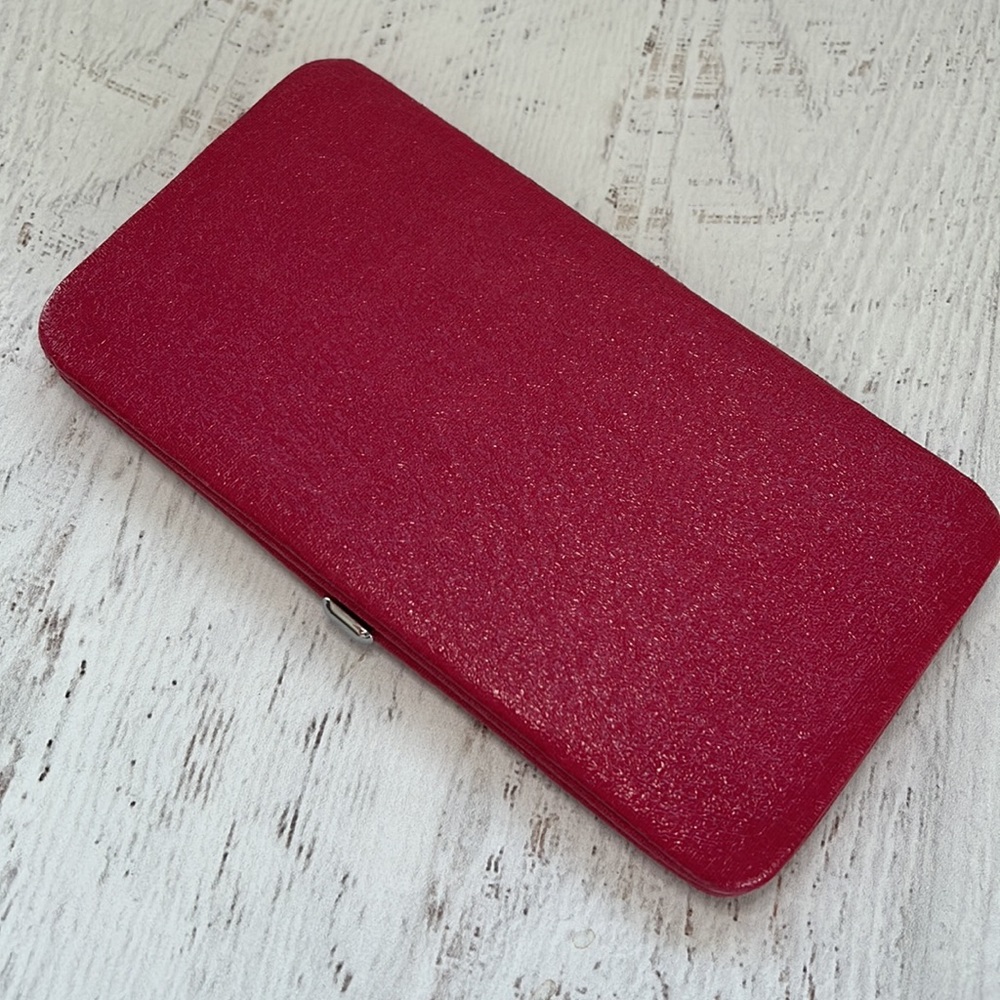 Pink faux leather hinge wallet/clutch